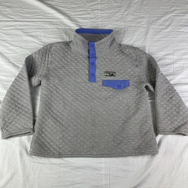 Patagonia Kids Organic Cotton Quilt Snap-T Pullover Jacket Gray Large Girls 40th