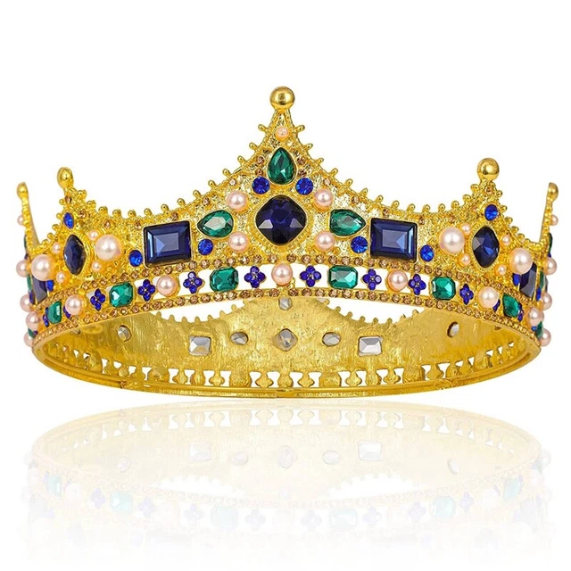 Corone KöNigskron Dorate Uomo - Corona Barocca Vintage Cristallo con Strass5534