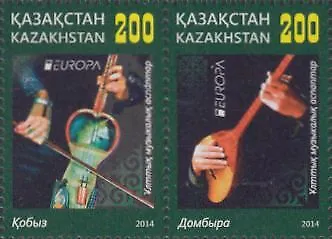 Kazakistan n. Michel Zdr.880+881 Europa 14, strumenti musicali popolari Kobys e Dombra