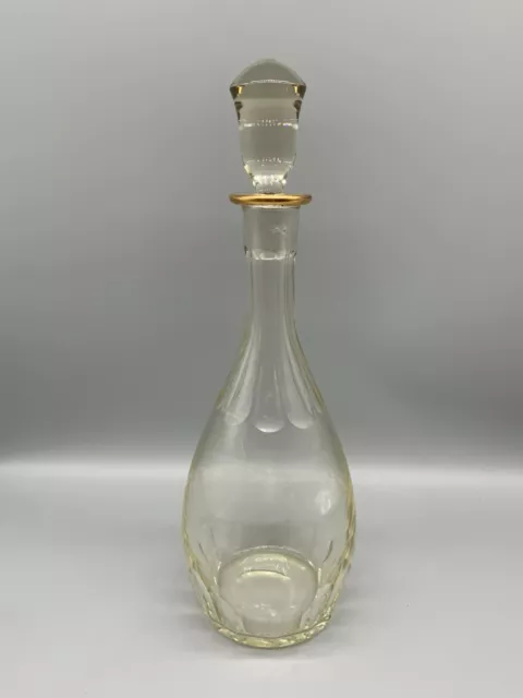 ANTIKE KARAFFE FLASCHE AUS GLAS LIKÖRKARAFFE FEINES DEKOR MUNDGEBLASEN 34cm HOCH