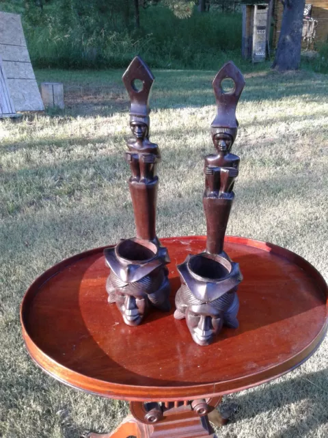 Pair of Vintage Carved Wood  Philippines  Offering Bowls