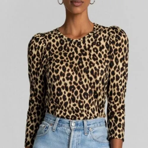 ALC Karlie Leopard Print Puff-Sleeve T-Shirt