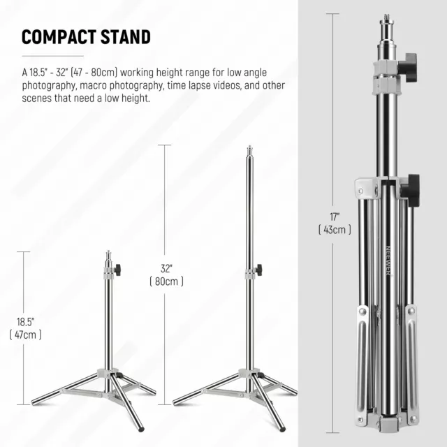 NEEWER 32''Photography Light Stand Stainless Steel Table Tripod Softbox Stand