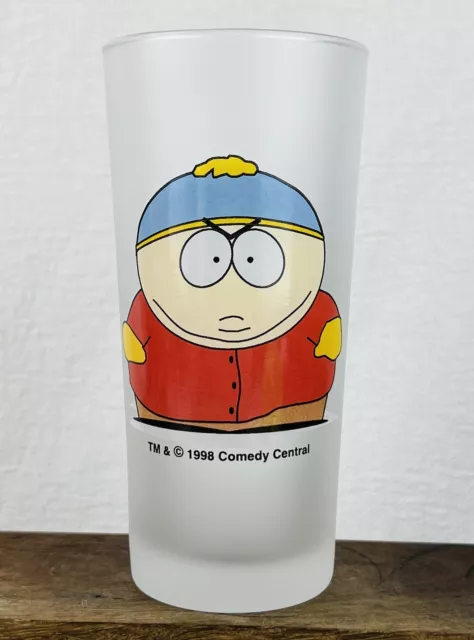 1998 South Park Cartman Comedy Central Frosted Highball Drinking Glass Vintage