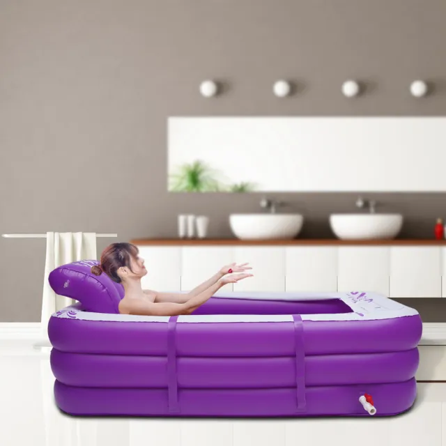Bañera inflable para adultos portátil spa cálida bañera plegable púrpura