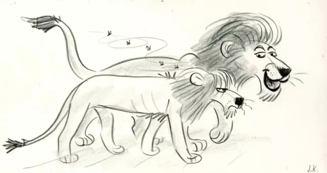 1994:Disney:Lion King: Scar and Mufasa Original Storyboard Signed Jorgen Klubien