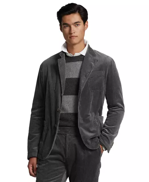 NWT Polo Ralph Lauren Men's Corduroy Suit Jacket, Battleship Grey, M