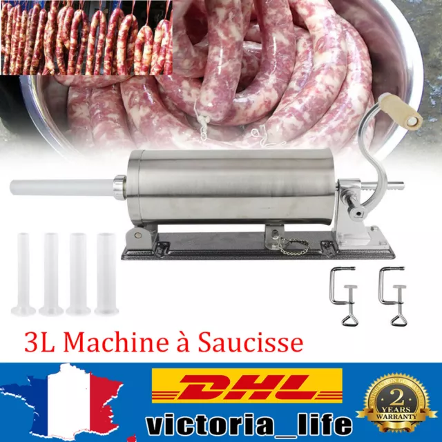 3L Machine à Saucisse Machine de Remplissage Poussoir à Viande Acier Inox Hôtel