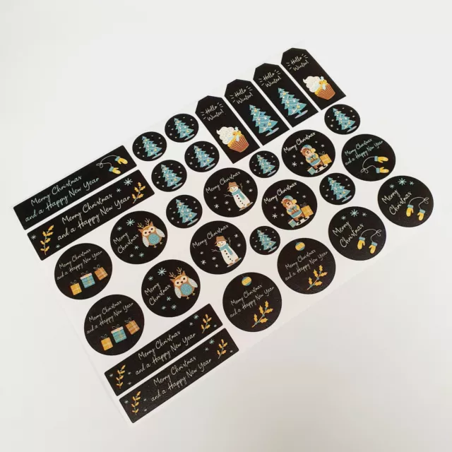 30 Geschenk-Aufkleber Frohe Weihnachten Sticker Etiketten Deko Merry Xmas Set6