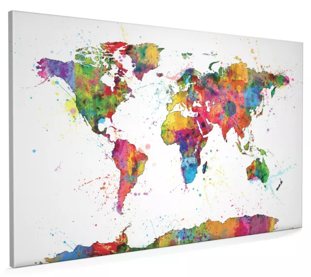 Map of the World Map Watercolor Box Canvas and Poster Print (1151)