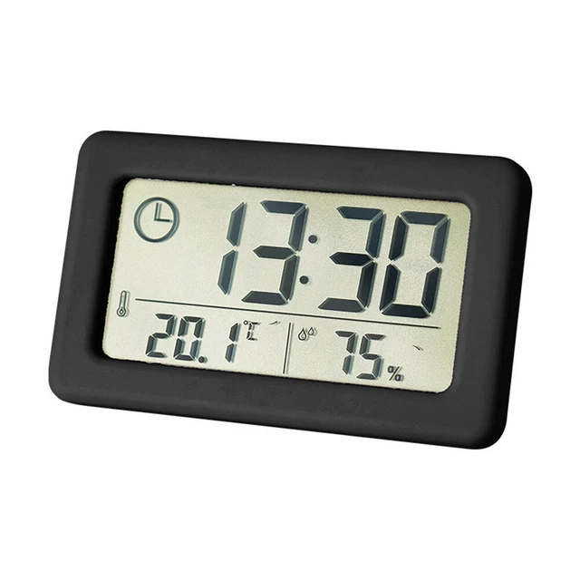 Medidor de humedad reloj botón batería hogar blanco 12/24 horas 9,6*5,8*1 cm dormitorios