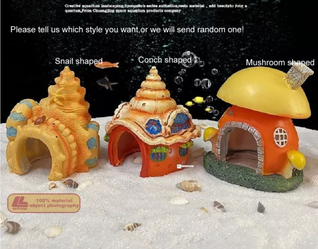 Anime snail conch mushroom house model 1PC DIY Fish Tank Accessories Decoration