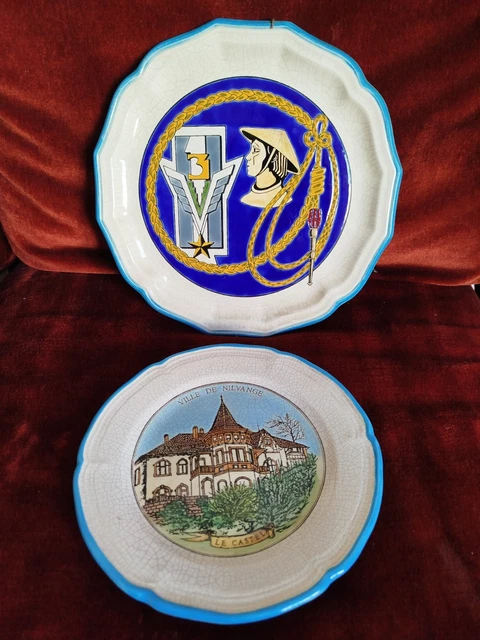 Ancienne Assiette 26cm Émaux de longwy ville d'aumetz - Made in France - Vendu