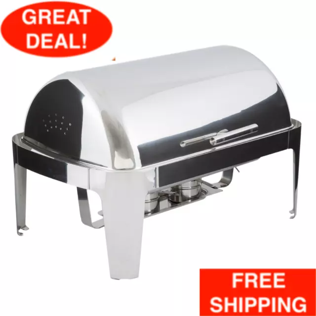 Roll Top SUPREME Full Size 8 Qt. Stainless Steel Buffet Chafer Chafing Dish Set