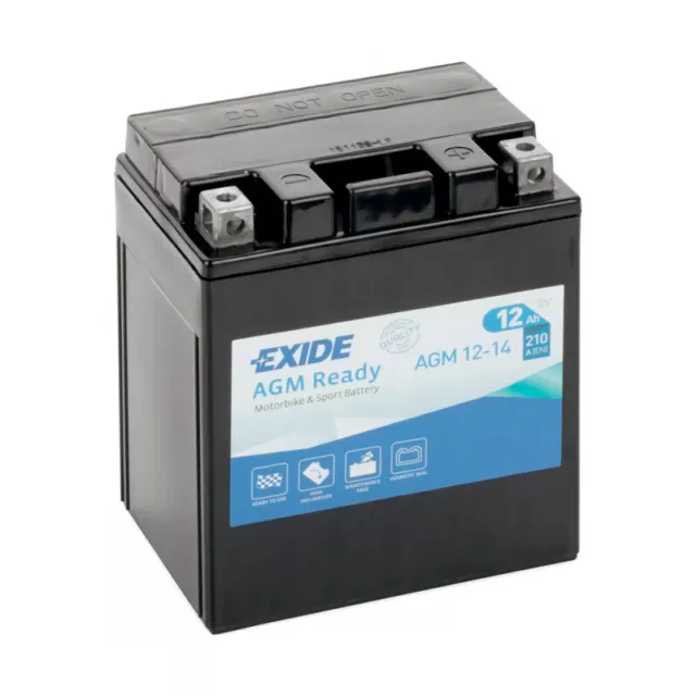 Batterie moto Exide AGM12-14 YB14L-A2 12v 12ah 210A