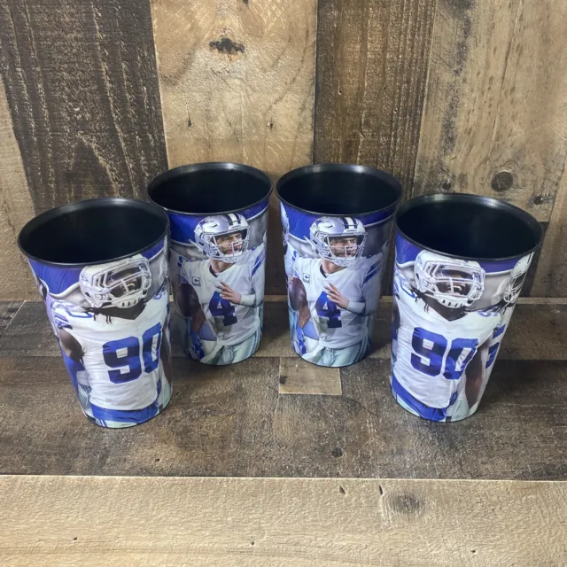 Lot of 4 Dallas Cowboys 2019 Tumbler Plastic Stadium Cup 32oz Dak Prescott NFL