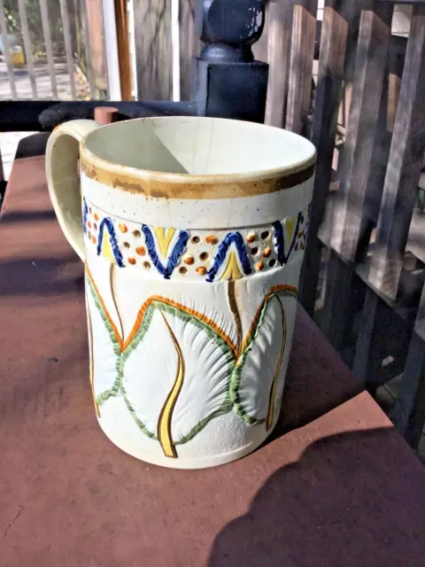 Large Creamware Tankard, 18th C, Prattware colors AF