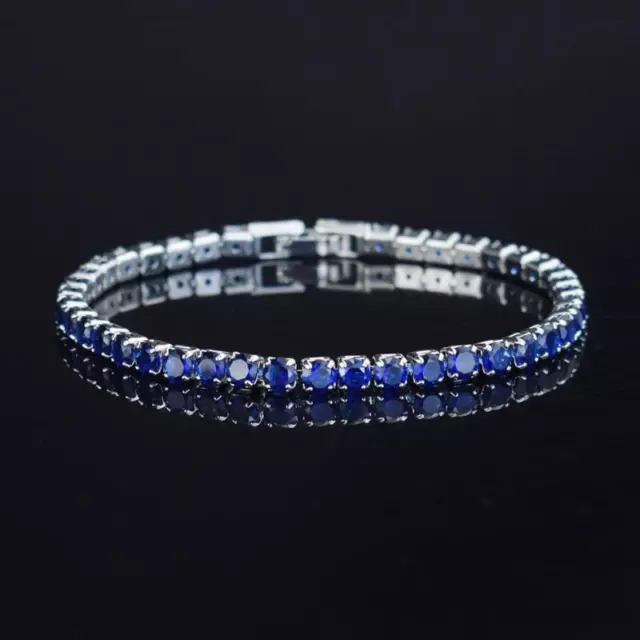 925 Sterling Silver Multicolor Peridot Round Tennis Gemstone Bracelet Jewelry