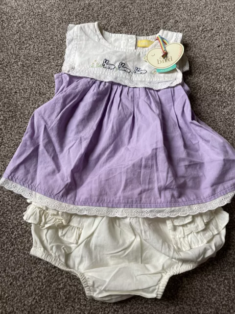 Little Bird By Jools Oliver Baby Girl Lilac Outfit Vintage Style Rabbit 3-6 M