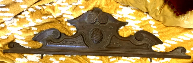 Antigua Adornos Ornamento Escultura Cuadro Decoración Vintage Madera Rollos