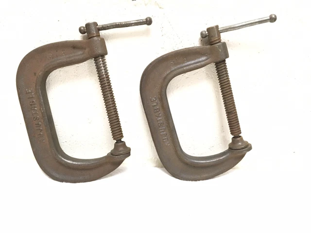 Lot of 2 Vintage ADJUSTABLE 1440-4” C-clamps. Good Usable Condition.