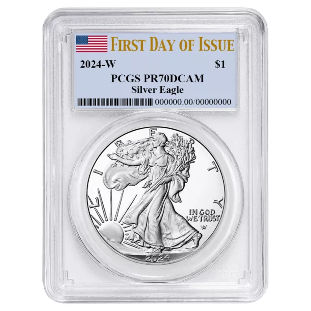 PRESALE 2024W Proof 1 American Silver Eagle PCGS PR70DCAM FDOI Flag