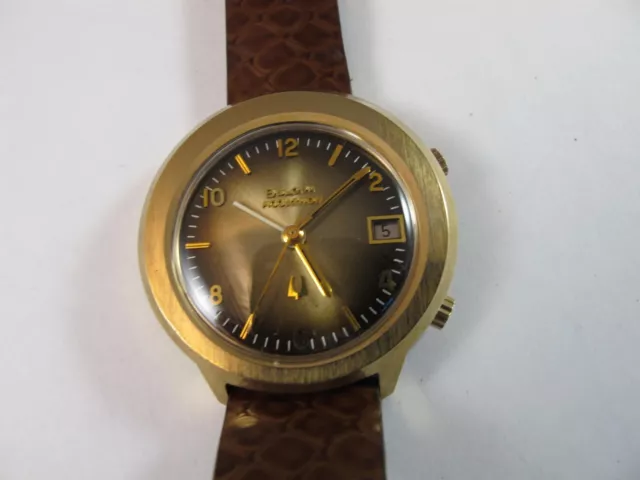 1973 Bulova Accutron Astronaut Mark Ii Retro Mens Gmt Watch With Signed Strap