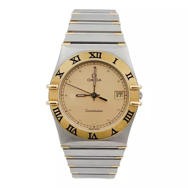 Men's Omega 34mm Constellation Two Tone 18K Yellow Gold / Steel Watch.