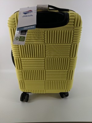 american tourister hardside carry on spinner suitcase checkered