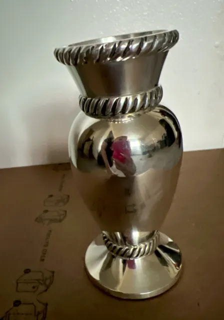 Pottery Barn Vase Heavy Silver Plate 6.75"