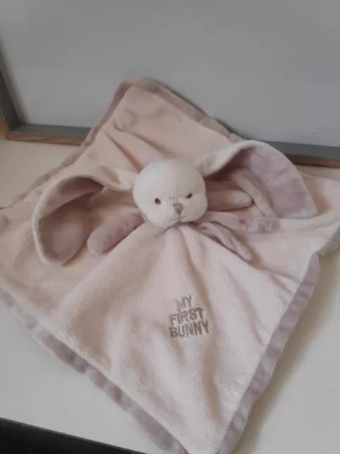 Doudou plat lapin blanc écru gris My first bunny Bukowski
