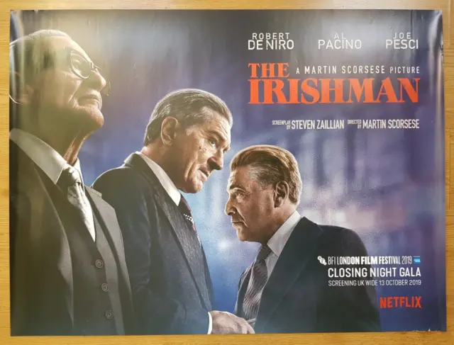 IRISHMAN (2019) Original Quad Cinema Poster MARTIN SCORSESE Robert De Niro