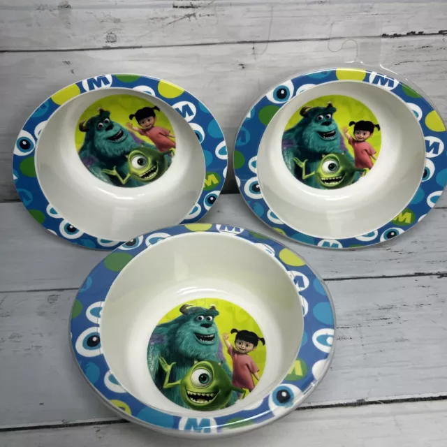 Juego de 3 Nuevos Cuencos Disney/Pixar Monsters Inc Primeros Años BPA Free Mike Sully Boo 3