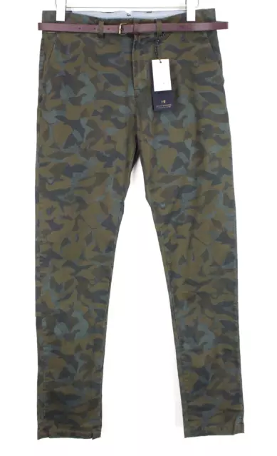 SCOTCH & SODA Stuart Men Trousers W32/L32 Slim Cotton Stretch Green Camouflage