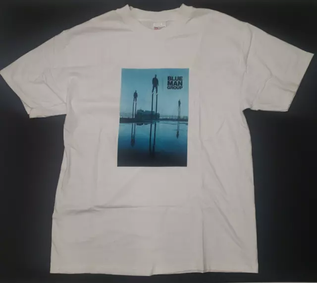 Vintage 90s/Y2K Blue Man Group T-shirt Adult Size Large Made USA White Hanes
