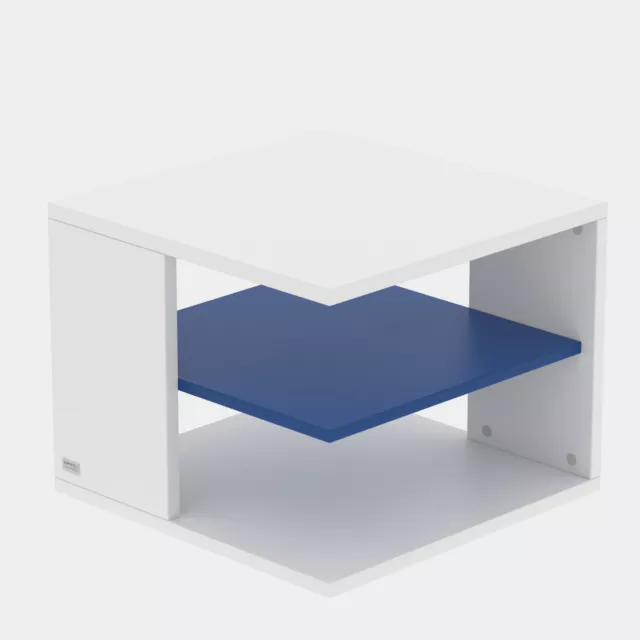 Mesa Auxiliar Neo Blanco Madera Mesita Baja Mesa Sofá Moderno Akzentfarbe Azul