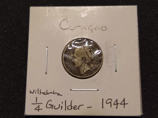 1944 d Curacao 1/4 Gulden Netherlands Wilhelmina denver mint silver world coin