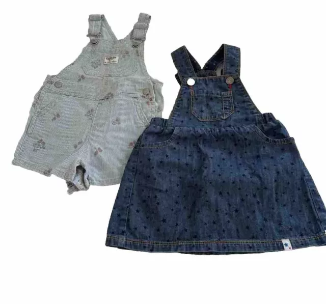 OshKosh B'goshOverall Bundle - Denim Dress + Denim Shorts Overalls size 18m