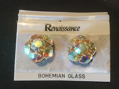 Renaissance Bohemian Glass  Clip Earrings.