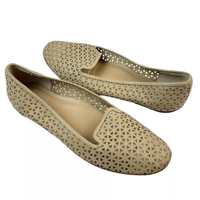 Vaneli Ballet Flats Size 9 M Leather Perforated Laser Cut Loafer Smoking Skimmer