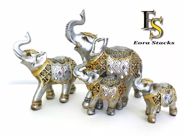 Elegent Elephant Figurine Sculptures Silver Gold Bronze Art Covers