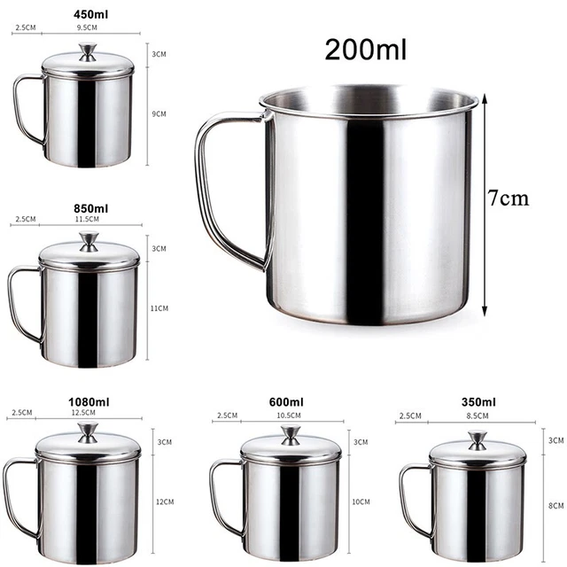 Großer Edelstahl Becher Tumbler Tee Kaffee Campingbecher Reise Tasse 200-1100ml