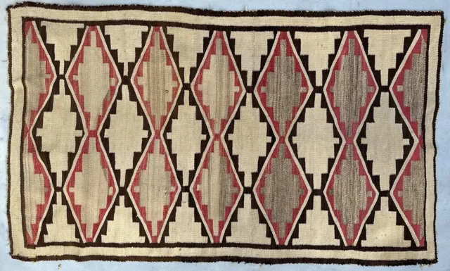 Vintage 1930's/40's Native American  Navajo Woven Rug Worn Dirty Damaged 78”x46”