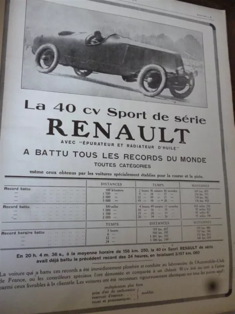 RENAULT 40 CV sport de série automobil 38 publicité papier ILLUSTRATION 1925