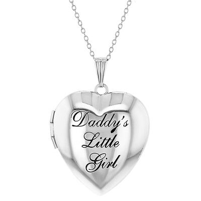 Silver Tone "Daddy's Little Girl" Photo Locket Girls Heart Pendant Necklace 19"
