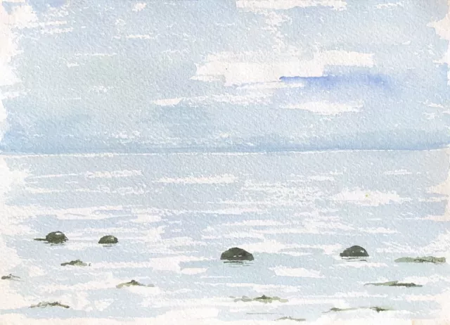 Unbekannter Maler - Blick Auf Das Meer - Dänemark - Aquarell 24 X 17,5