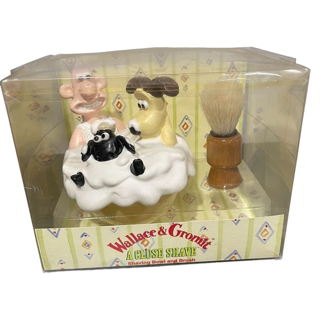 RARE WALLACE & Gromit A Close Shave Shaving Bowl Brush Set Boots