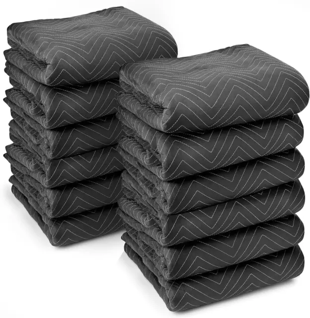 12 Heavy-Duty Moving & Packing Blankets - Ultra Thick Pro - 80" X 72" (65 Lb/Dz