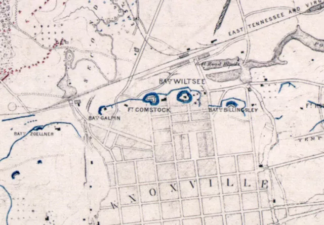 1864 Map of Knoxville Tennessee Region 2