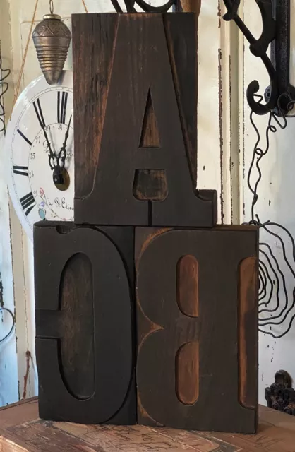 "ABC" caractères d'imprimerie en bois lettres anciennes typographie imprimeur